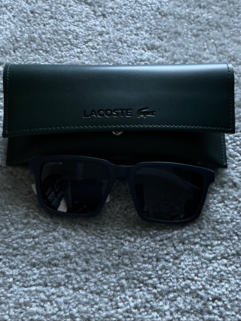 LacosteRectangular Sunglasses with Case - Matte Blue